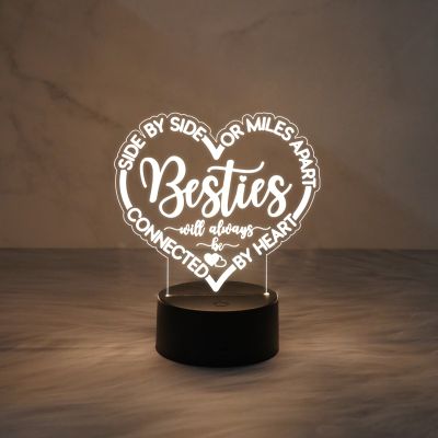 Heart Shape Acrylic Night Lamp Unique | Gift for Your Besties | Express Your Love for Bestie | Best Friend Birthday Gift | Warm White